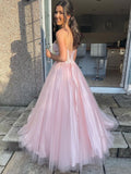 Long A-line Sweetheart Tulle Lace Prom Dress Pink Lace Formal Evening Gowns-27Dress