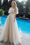 Long A-line Tulle Appliques Lace Off-the-shoulder Wedding Dress-27Dress