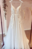 Long A-Line Tulle Sweetheart Appliques Lace Wedding Dress-27Dress