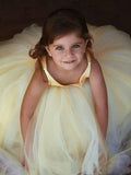 Long Ball Gown Satin Tulle Sleeveless V Neck Wedding Party Flower Girl Dresses-27dress