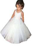 Long Ball Gown Tulle Square Neckline Sleeveless Flower Girl Dress-27dress