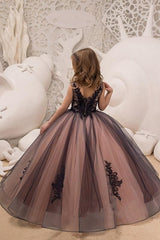 Long Ball Gown V-Neck Sleeveless Flower Girls Dress-27dress