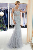 Long Mermaid Jewel Crystal Sqeuined Tulle Evening Dresses-27dress