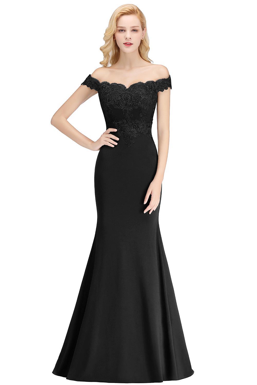 Long Mermaid Off-the-shoulder Appliques Lace Bridesmaid Dress-27dress