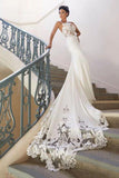 Long Mermaid Spaghetti Strap Lace Backless Wedding Dress-27Dress