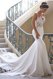 Long Mermaid Spaghetti Strap Lace Backless Wedding Dress-27Dress