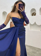 Long Mermaid Strapless Floor-Length Formal Prom Dress With Slit-27dress