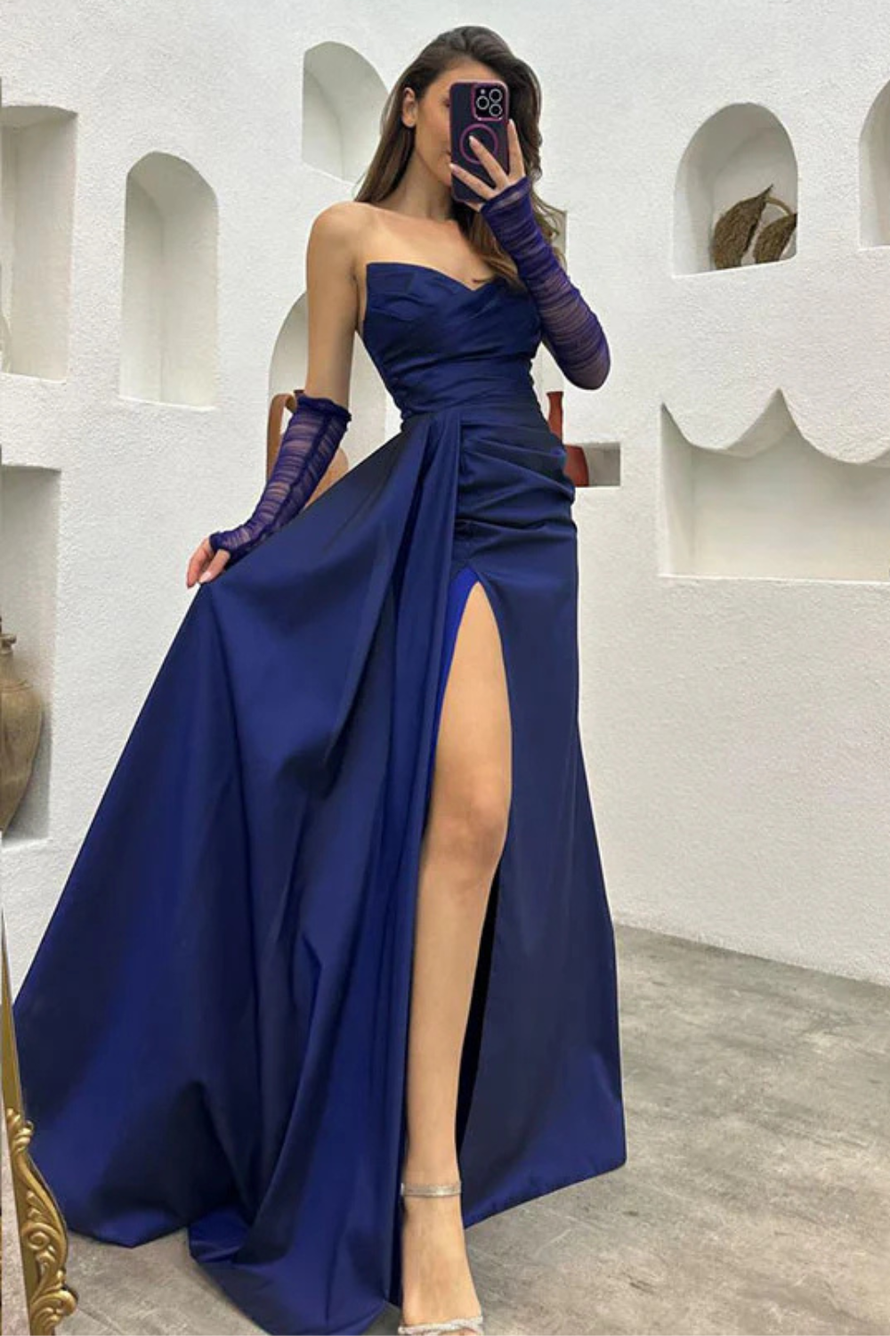 Long Mermaid Strapless Floor-Length Formal Prom Dress With Slit-27dress