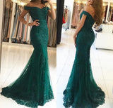 Long Mermaid Sweetheart Off-the-shoulder Tulle Lace Backless Prom Dress-27Dress