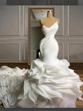 Long Mermaid Sweetheart Ruffles Sleeveless Wedding Dress-27dress