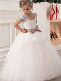 Long Princess Lace Satin Tulle Flower Girl Dresses-27dress