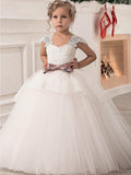 Long Princess Lace Satin Tulle Flower Girl Dresses-27dress