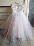 Long Princess Tulle Boho Flower Girl Dresses with Sleeves-27Dress