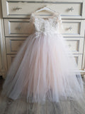 Long Princess Tulle Boho Flower Girl Dresses with Sleeves-27Dress