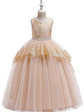 Long Princess Tulle Lace Junior Bridesmaid Dress With Bow-27dress