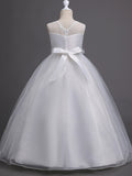 Long Princess Tulle Wedding Birthday Pageant Flower Girl Dresses-27dress