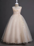 Long Princess Tulle Wedding Birthday Pageant Flower Girl Dresses-27dress