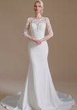 Long Sleeves Mermaid Lace Wedding Dress with Court Train Online