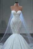 Long Sweetheart Mermaid Wedding Dress With Appliques Beads-27dress