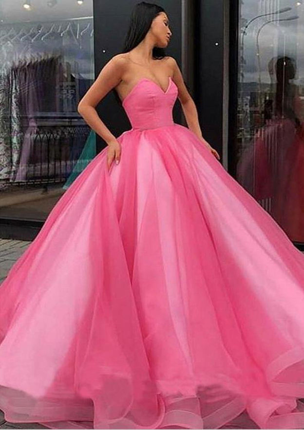 Long/Floor-Length Organza Prom Dress with Sweetheart Neckline and Bandage Detail-27dress