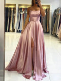 Look Red-Carpet Ready in A-line Square Neckline Satin Prom Dress