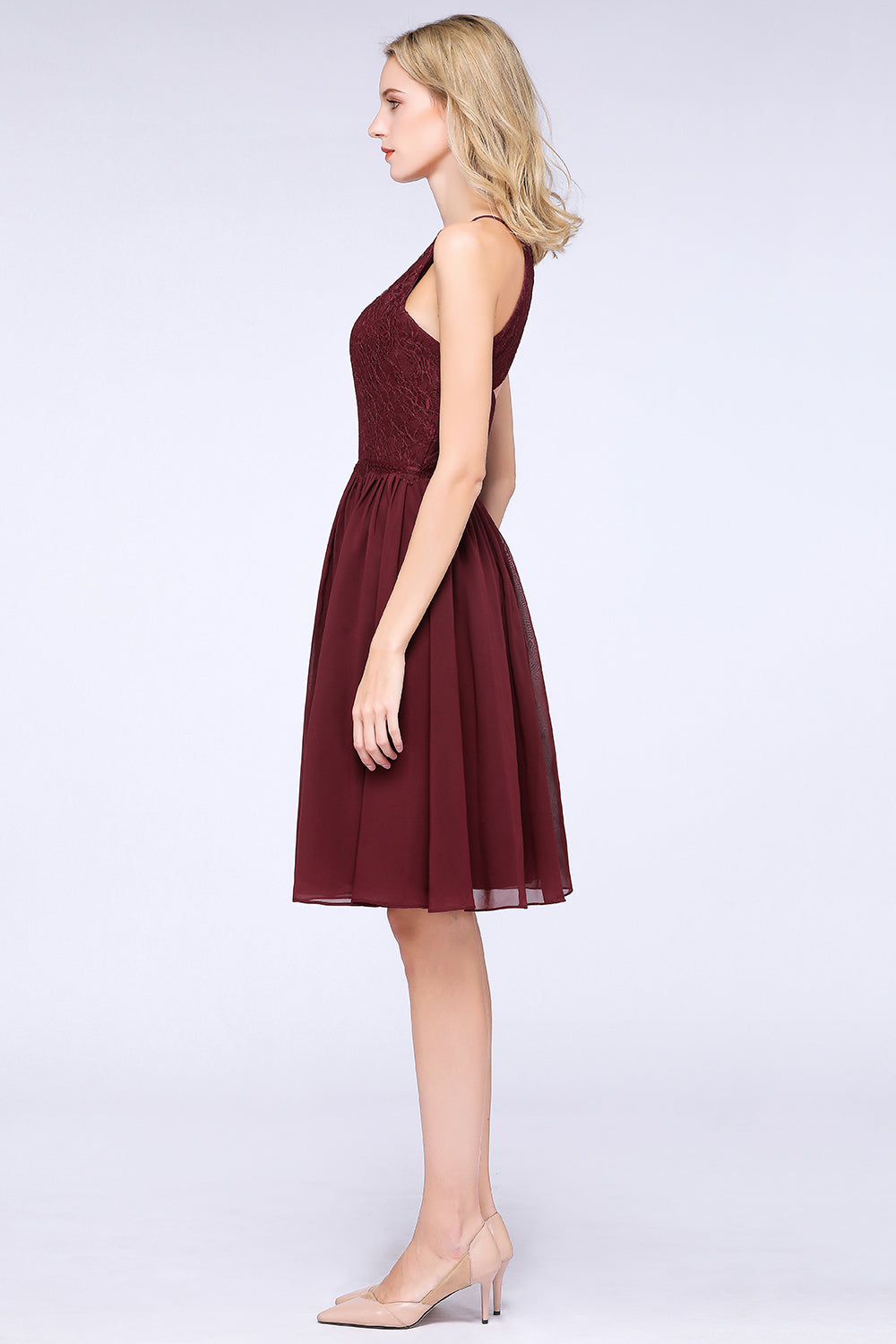 Lovely Burgundy Lace Short Bridesmaid Dress With Spaghetti-Straps-27dress