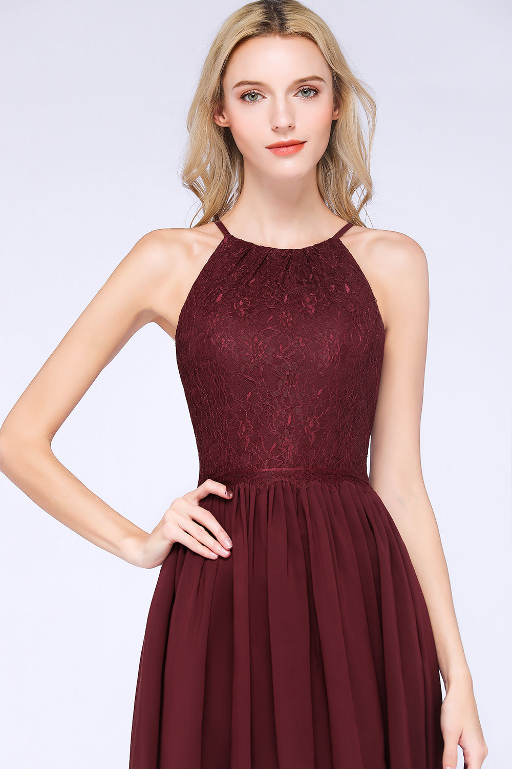 Lovely Burgundy Lace Short Bridesmaid Dress With Spaghetti-Straps-27dress