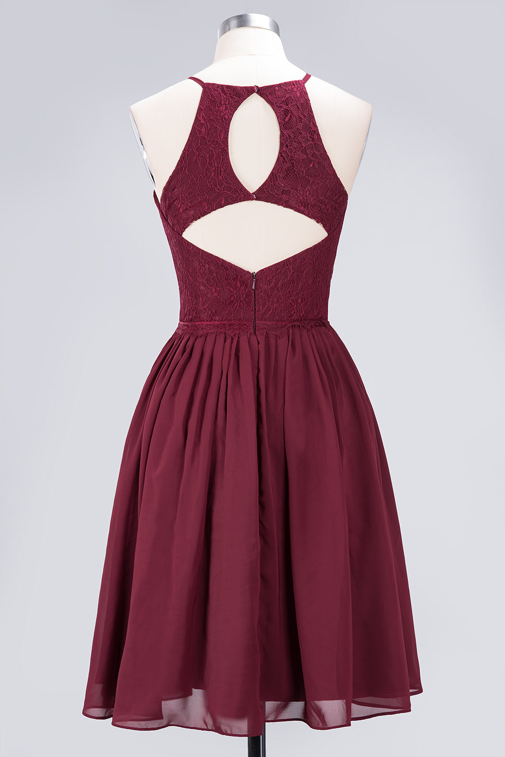 Lovely Burgundy Lace Short Bridesmaid Dress With Spaghetti-Straps-27dress