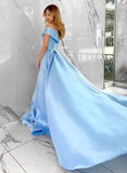 Luxe Satin Off-the-Shoulder Prom Dress with Split Front-27dress