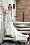 Mermaid Satin Lace Off the Shoulder Affordable Ivory Wedding Dress-27dress