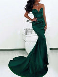 Mermaid Sweetheart Satin Prom Dress with Trumpet Sweep Train