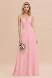 Modest Halter V-Neck Sleeveless Long Bridesmaid Dresses Online-27dress