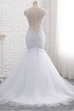 Mordern Straps V-Neck Tulle Lace Wedding Dress Sleeveless Appliques Beadings Bridal Gowns Online-27dress
