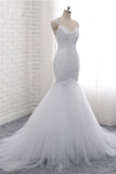 Mordern Straps V-Neck Tulle Lace Wedding Dress Sleeveless Appliques Beadings Bridal Gowns Online-27dress