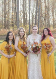 Mustard Multiple A-Line Bridesmaid Dresses Long-27dress