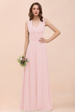 New Arrival Dusty Blue Ruched Long Convertible Bridesmaid Dresses-27dress