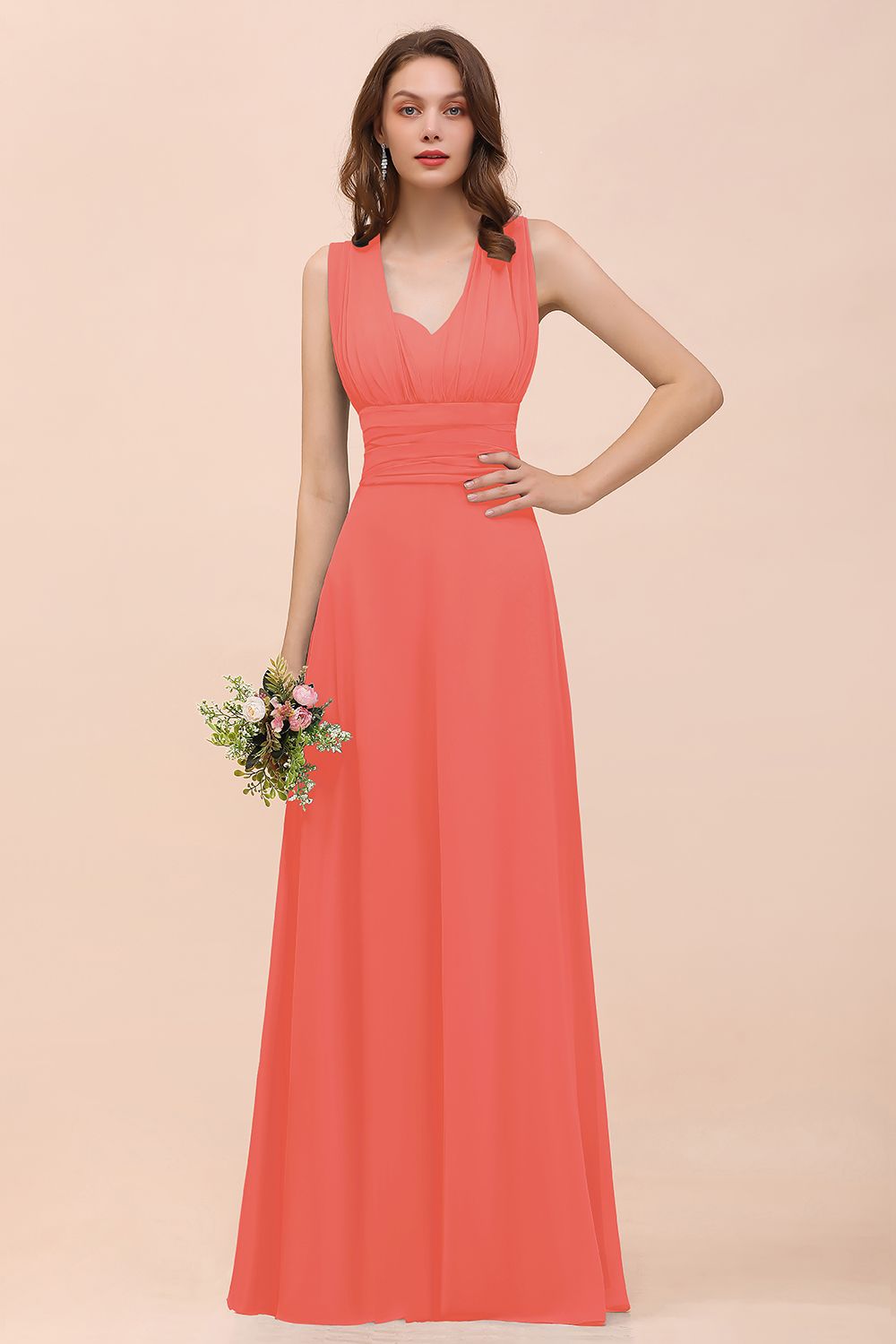 New Arrival Dusty Blue Ruched Long Convertible Bridesmaid Dresses-27dress