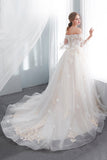 Off-the-shoulder Appliques Ball Gown Wedding Dress Online-27dress