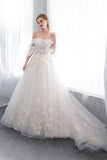 Off-the-shoulder Appliques Ball Gown Wedding Dress Online-27dress