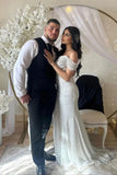 Off-the-Shoulder Mermaid Wedding Dress Sequins Long-27dress