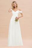 Off-the-Shoulder Sweetheart Ruched Long Bridesmaid Dress Online-27dress