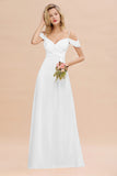 Off-the-Shoulder Sweetheart Ruched Long Bridesmaid Dress Online-27dress