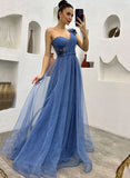 One Shoulder Tulle Prom Dress With Split Front-27dress