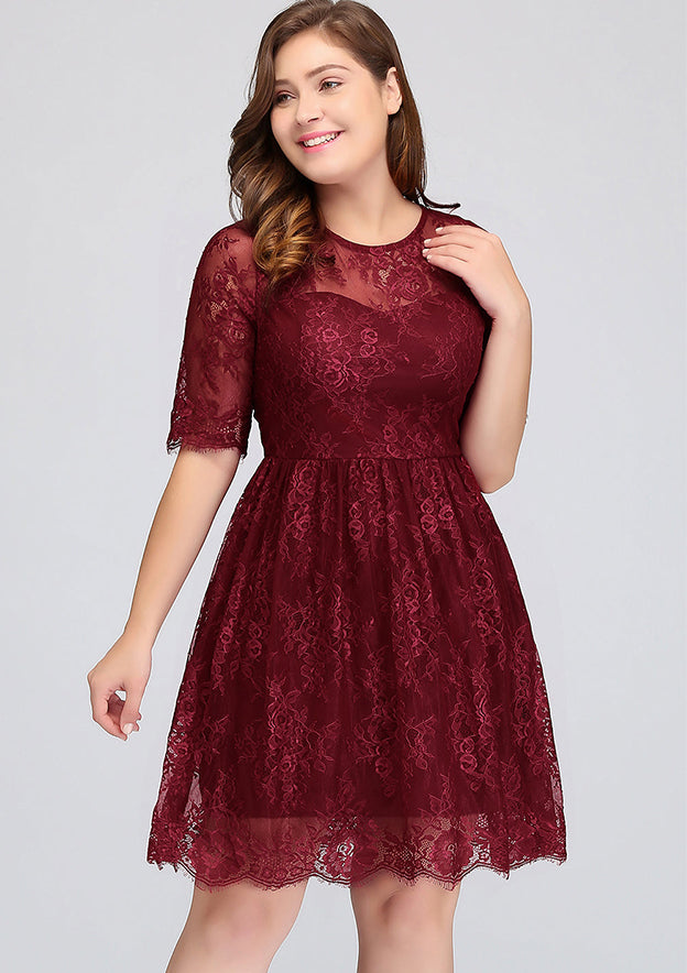 Plus size Jewel Burgundy Affordable Bridesmaid Dresses with Short Sleeves