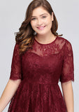 Plus size Jewel Burgundy Affordable Bridesmaid Dresses with Short Sleeves