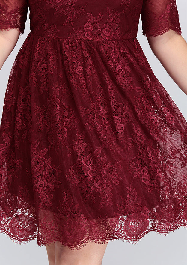 Plus size Jewel Burgundy Affordable Bridesmaid Dresses with Short Sleeves