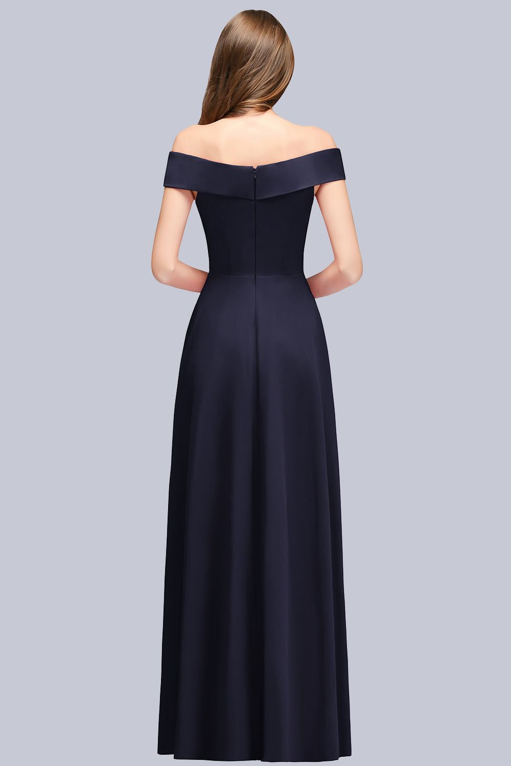 Popular Off-the-Shoulder Ruffle Navy Bridesmaid Dresses Online-27dress