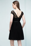 Pretty Scoop Sleeveless Black Lace Short Junior Bridesmaid Dress-27dress