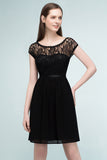 Pretty Scoop Sleeveless Black Lace Short Junior Bridesmaid Dress-27dress