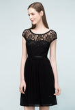 Pretty Scoop Sleeveless Black Lace Short Junior Bridesmaid Dress-27dress